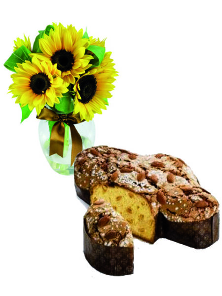 Colomba con tre girasoli