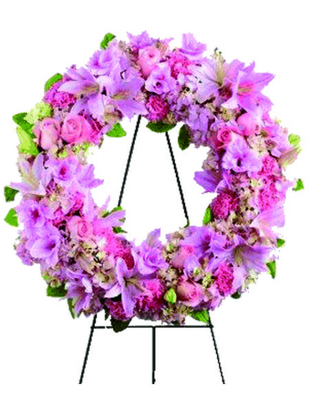 corona di gigli e rose rosa